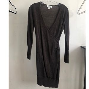 Brown Stretchy Wrap Dress